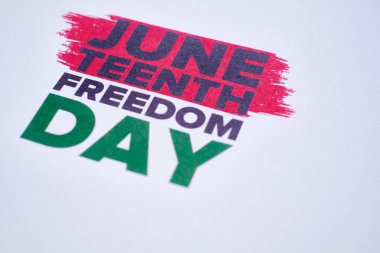 Haziran Bağımsızlık Günü 'nde. Özgürlük ya da Özgürlük Günü. Yıllık Amerikan bayramı, 19 Haziran 'da kutlandı. Afro-Amerikan tarihi ve mirası. Poster, tebrik kartı, afiş ve geçmiş. Vektör