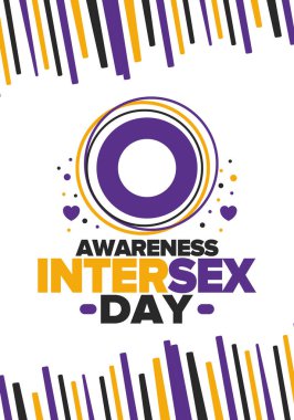 Cinsiyetler arası farkındalık günü. İnsan Hakları. Uluslararası gözlemlenen bir olay. Yıllığı 26 Ekim 'de kutlayın. Cinsiyetler arası insanlar topluluğu. Özgürlük ve dayanışma. Poster, kart, afiş ve geçmiş. Vektör