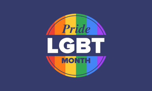 LGBT Pride Month in June. Lesbian Gay Bisexual Transgender. Celebrated annual. LGBT flag. Rainbow love concept. Human rights and tolerance. Poster, card, banner and background. Vector ilustration