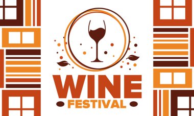 Wine Festival. For wine lovers. Wine tasting. Event for professionals in the wine industry. Winery, restaurants and bars. Trainings and master class for sommelier. Wineglass. Vector illustration