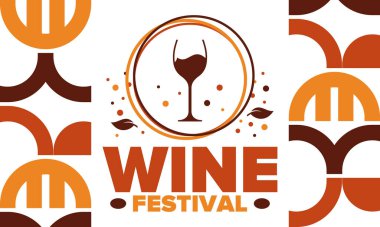 Wine Festival. For wine lovers. Wine tasting. Event for professionals in the wine industry. Winery, restaurants and bars. Trainings and master class for sommelier. Wineglass. Vector illustration
