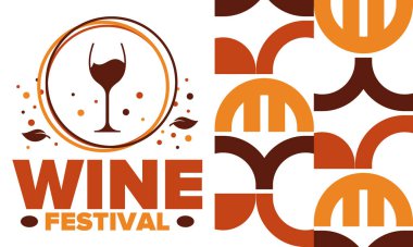 Wine Festival. For wine lovers. Wine tasting. Event for professionals in the wine industry. Winery, restaurants and bars. Trainings and master class for sommelier. Wineglass. Vector illustration