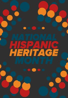 Eylül ve Ekim aylarında Ulusal İspanyol Mirası Ayı. İspanyol ve Latin Amerika kültürü. Birleşik Devletler 'de yıllık kutlama. Poster, kart, afiş ve geçmiş. Vektör illüstrasyonu