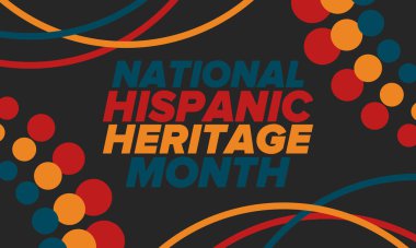 Eylül ve Ekim aylarında Ulusal İspanyol Mirası Ayı. İspanyol ve Latin Amerika kültürü. Birleşik Devletler 'de yıllık kutlama. Poster, kart, afiş ve geçmiş. Vektör illüstrasyonu