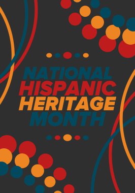 Eylül ve Ekim aylarında Ulusal İspanyol Mirası Ayı. İspanyol ve Latin Amerika kültürü. Birleşik Devletler 'de yıllık kutlama. Poster, kart, afiş ve geçmiş. Vektör illüstrasyonu