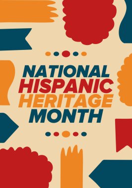 Eylül ve Ekim aylarında Ulusal İspanyol Mirası Ayı. İspanyol ve Latin Amerika kültürü. Birleşik Devletler 'de yıllık kutlama. Poster, kart, afiş ve geçmiş. Vektör illüstrasyonu