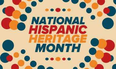 Eylül ve Ekim aylarında Ulusal İspanyol Mirası Ayı. İspanyol ve Latin Amerika kültürü. Birleşik Devletler 'de yıllık kutlama. Poster, kart, afiş ve geçmiş. Vektör illüstrasyonu