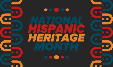 Eylül ve Ekim aylarında Ulusal İspanyol Mirası Ayı. İspanyol ve Latin Amerika kültürü. Birleşik Devletler 'de yıllık kutlama. Poster, kart, afiş ve geçmiş. Vektör illüstrasyonu