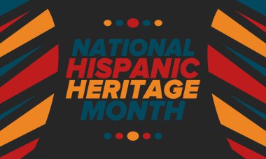 Eylül ve Ekim aylarında Ulusal İspanyol Mirası Ayı. İspanyol ve Latin Amerika kültürü. Birleşik Devletler 'de yıllık kutlama. Poster, kart, afiş ve geçmiş. Vektör illüstrasyonu