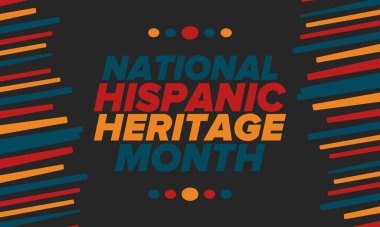 Eylül ve Ekim aylarında Ulusal İspanyol Mirası Ayı. İspanyol ve Latin Amerika kültürü. Birleşik Devletler 'de yıllık kutlama. Poster, kart, afiş ve geçmiş. Vektör illüstrasyonu