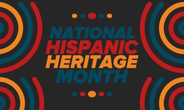 Eylül ve Ekim aylarında Ulusal İspanyol Mirası Ayı. İspanyol ve Latin Amerika kültürü. Birleşik Devletler 'de yıllık kutlama. Poster, kart, afiş ve geçmiş. Vektör illüstrasyonu