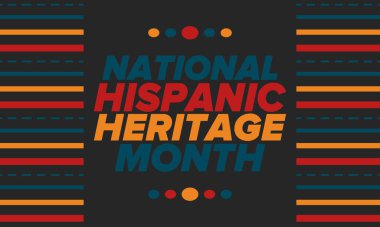 Eylül ve Ekim aylarında Ulusal İspanyol Mirası Ayı. İspanyol ve Latin Amerika kültürü. Birleşik Devletler 'de yıllık kutlama. Poster, kart, afiş ve geçmiş. Vektör illüstrasyonu