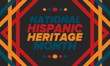 Eylül ve Ekim aylarında Ulusal İspanyol Mirası Ayı. İspanyol ve Latin Amerika kültürü. Birleşik Devletler 'de yıllık kutlama. Poster, kart, afiş ve geçmiş. Vektör illüstrasyonu