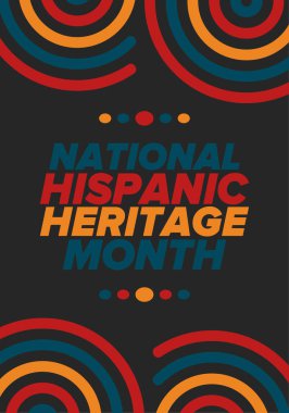 Eylül ve Ekim aylarında Ulusal İspanyol Mirası Ayı. İspanyol ve Latin Amerika kültürü. Birleşik Devletler 'de yıllık kutlama. Poster, kart, afiş ve geçmiş. Vektör illüstrasyonu