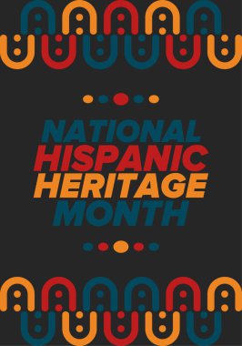 Eylül ve Ekim aylarında Ulusal İspanyol Mirası Ayı. İspanyol ve Latin Amerika kültürü. Birleşik Devletler 'de yıllık kutlama. Poster, kart, afiş ve geçmiş. Vektör illüstrasyonu