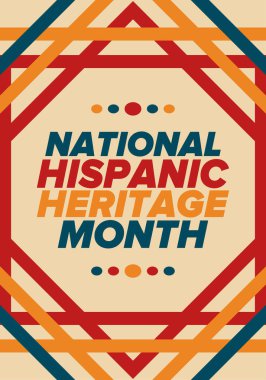 Eylül ve Ekim aylarında Ulusal İspanyol Mirası Ayı. İspanyol ve Latin Amerika kültürü. Birleşik Devletler 'de yıllık kutlama. Poster, kart, afiş ve geçmiş. Vektör illüstrasyonu