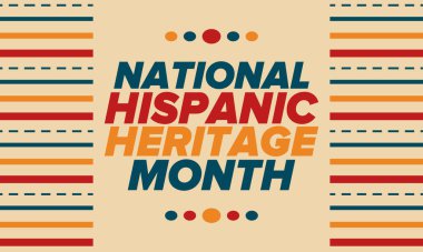 Eylül ve Ekim aylarında Ulusal İspanyol Mirası Ayı. İspanyol ve Latin Amerika kültürü. Birleşik Devletler 'de yıllık kutlama. Poster, kart, afiş ve geçmiş. Vektör illüstrasyonu