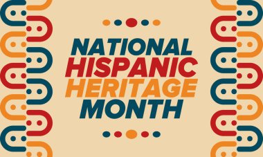 Eylül ve Ekim aylarında Ulusal İspanyol Mirası Ayı. İspanyol ve Latin Amerika kültürü. Birleşik Devletler 'de yıllık kutlama. Poster, kart, afiş ve geçmiş. Vektör illüstrasyonu