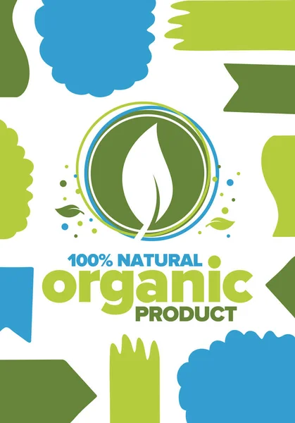Produit Biologique 100 Naturel Frais Qualité Bio Premium Modèle Aliments — Image vectorielle