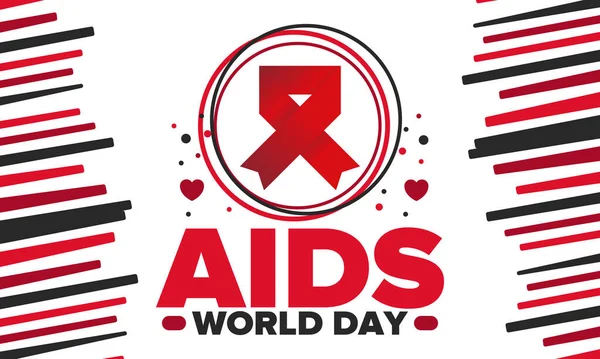 Journée Mondiale Sida Ruban Rouge Symbole Sensibilisation Prévention Hiv Concept — Image vectorielle
