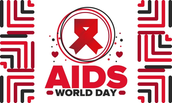 Journée Mondiale Sida Ruban Rouge Symbole Sensibilisation Prévention Hiv Concept — Image vectorielle