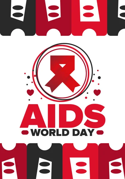 Всемирный День Помощи Символ Красной Ленты Awareness Prevention Hiv Медицинская — стоковый вектор