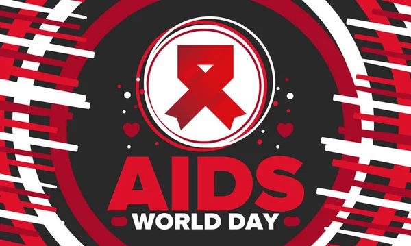 Día Mundial Del Sida Símbolo Cinta Roja Sensibilización Prevención Hiv — Archivo Imágenes Vectoriales