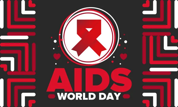 Всемирный День Помощи Символ Красной Ленты Awareness Prevention Hiv Медицинская — стоковый вектор