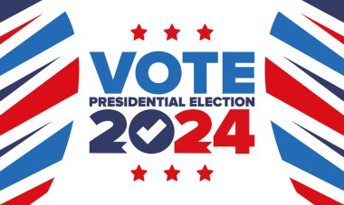 Presidential Election 2024 in United States. Vote day, November 5. US Election. Patriotic american element. Poster, card, banner and background. Vector illustration
