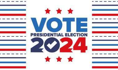 Presidential Election 2024 in United States. Vote day, November 5. US Election. Patriotic american element. Poster, card, banner and background. Vector illustration