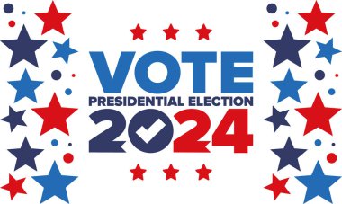 Presidential Election 2024 in United States. Vote day, November 5. US Election. Patriotic american element. Poster, card, banner and background. Vector illustration