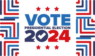 Presidential Election 2024 in United States. Vote day, November 5. US Election. Patriotic american element. Poster, card, banner and background. Vector illustration