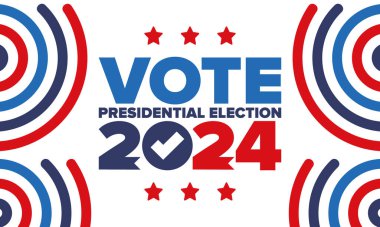 Presidential Election 2024 in United States. Vote day, November 5. US Election. Patriotic american element. Poster, card, banner and background. Vector illustration