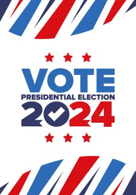 Presidential Election 2024 in United States. Vote day, November 5. US Election. Patriotic american element. Poster, card, banner and background. Vector illustration