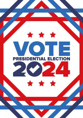 Presidential Election 2024 in United States. Vote day, November 5. US Election. Patriotic american element. Poster, card, banner and background. Vector illustration