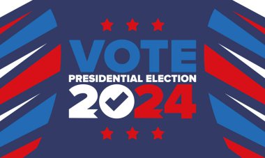 Presidential Election 2024 in United States. Vote day, November 5. US Election. Patriotic american element. Poster, card, banner and background. Vector illustration