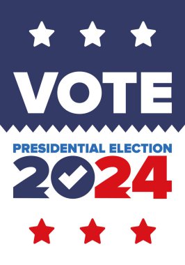 Presidential Election 2024 in United States. Vote day, November 5. US Election. Patriotic american element. Poster, card, banner and background. Vector illustration