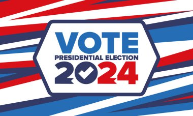 Presidential Election 2024 in United States. Vote day, November 5. US Election. Patriotic american element. Poster, card, banner and background. Vector illustration