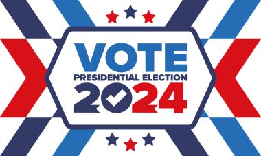 Presidential Election 2024 in United States. Vote day, November 5. US Election. Patriotic american element. Poster, card, banner and background. Vector illustration
