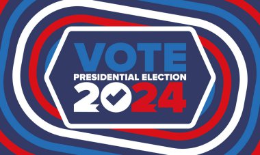 Presidential Election 2024 in United States. Vote day, November 5. US Election. Patriotic american element. Poster, card, banner and background. Vector illustration