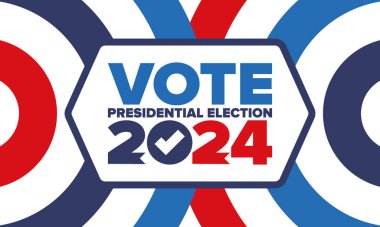 Presidential Election 2024 in United States. Vote day, November 5. US Election. Patriotic american element. Poster, card, banner and background. Vector illustration