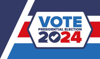 Presidential Election 2024 in United States. Vote day, November 5. US Election. Patriotic american element. Poster, card, banner and background. Vector illustration