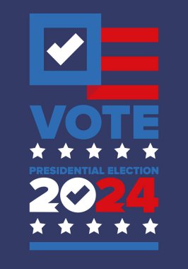 Presidential Election 2024 in United States. Vote day, November 5. US Election. Patriotic american element. Poster, card, banner and background. Vector illustration