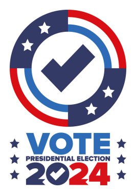 Presidential Election 2024 in United States. Vote day, November 5. US Election. Patriotic american element. Poster, card, banner and background. Vector illustration