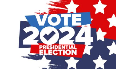 Presidential Election 2024 in United States. Vote day, November 5. US Election. Patriotic american element. Poster, card, banner and background. Vector illustration