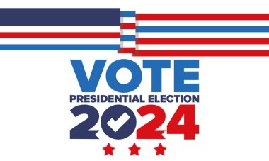 Presidential Election 2024 in United States. Vote day, November 5. US Election. Patriotic american element. Poster, card, banner and background. Vector illustration