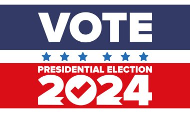 Presidential Election 2024 in United States. Vote day, November 5. US Election. Patriotic american element. Poster, card, banner and background. Vector illustration