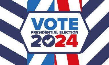 Presidential Election 2024 in United States. Vote day, November 5. US Election. Patriotic american element. Poster, card, banner and background. Vector illustration
