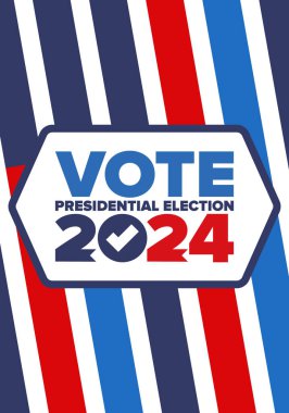 Presidential Election 2024 in United States. Vote day, November 5. US Election. Patriotic american element. Poster, card, banner and background. Vector illustration
