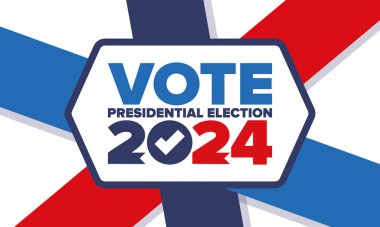 Presidential Election 2024 in United States. Vote day, November 5. US Election. Patriotic american element. Poster, card, banner and background. Vector illustration
